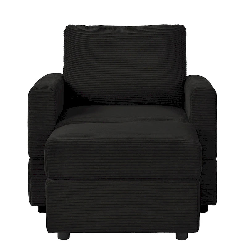 Fauteuil Club classique en velours côtelé avec Ottomane