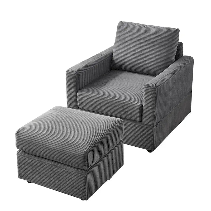 Fauteuil Club classique en velours côtelé avec Ottomane