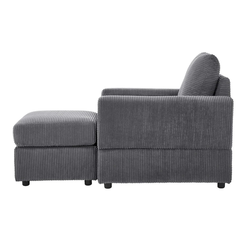 Fauteuil Club classique en velours côtelé avec Ottomane