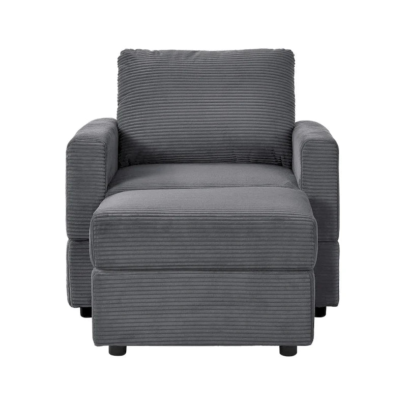 Fauteuil Club classique en velours côtelé avec Ottomane