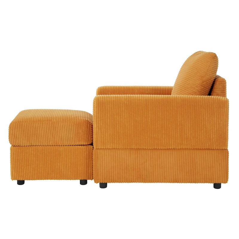 Fauteuil Club classique en velours côtelé avec Ottomane