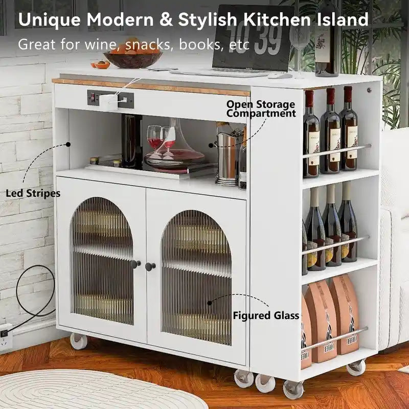 Ilot de cuisine roulant avec table extensible