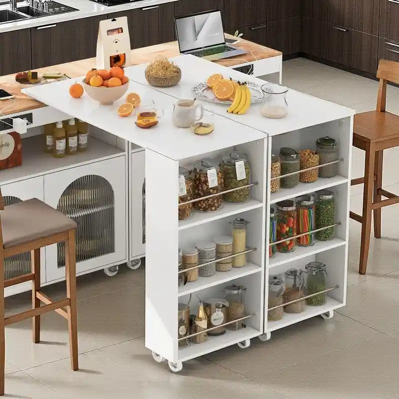 Ilot de cuisine roulant avec table extensible