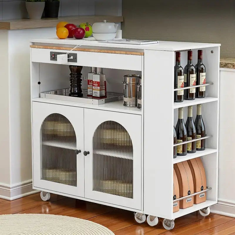 Ilot de cuisine roulant avec table extensible