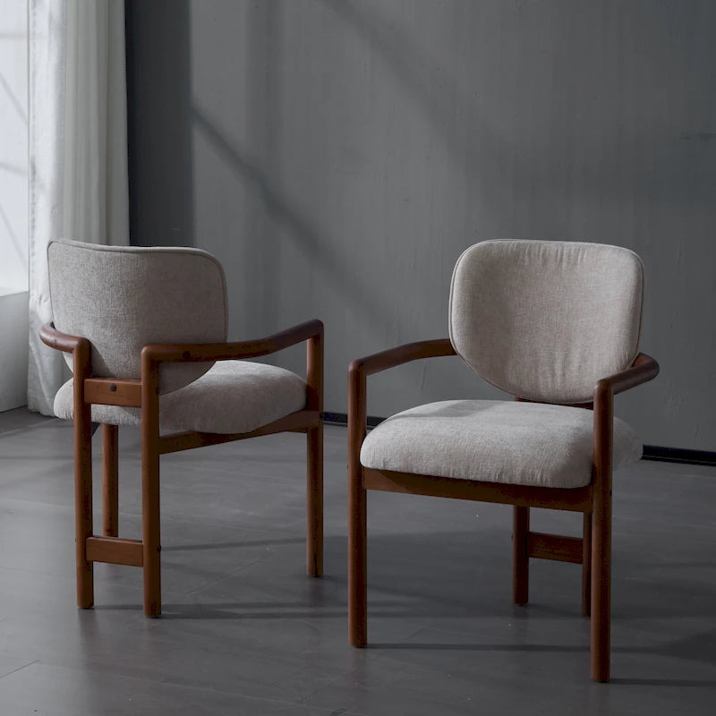Chaises de salle à manger rembourrées (lot de 2), chaises d'appoint avec pieds en bois d'hévéa, capacité de poids de 136 kg