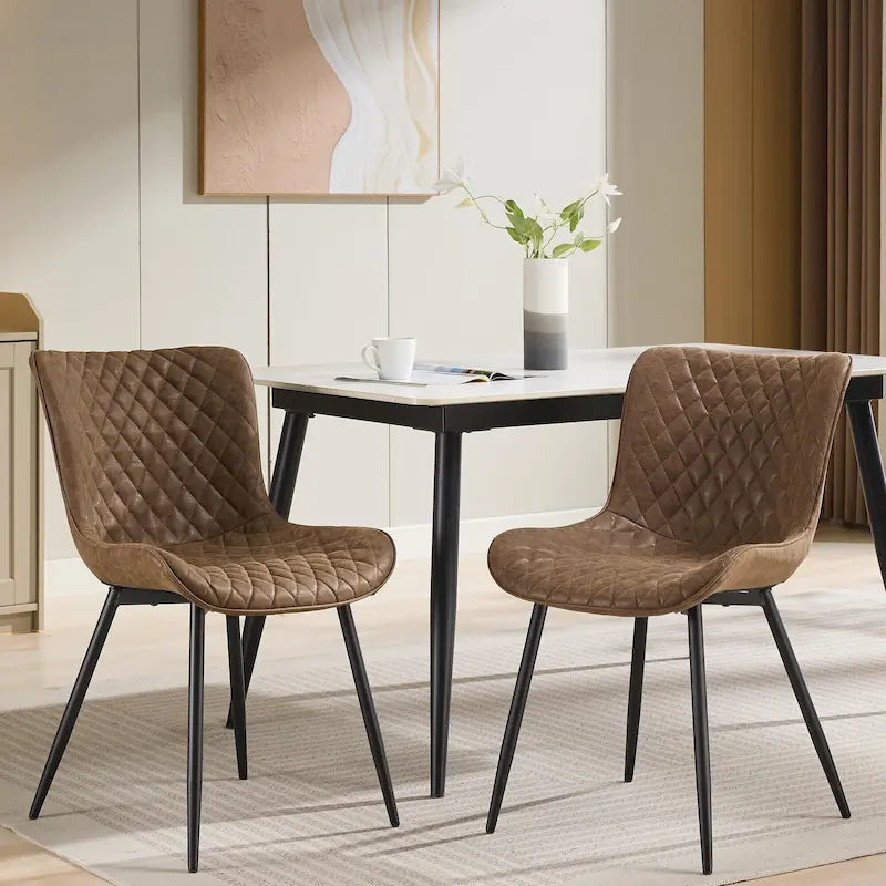 Lot de 2 chaises de salle à manger, chaises d'appoint sans accoudoirs en similicuir avec pieds en métal