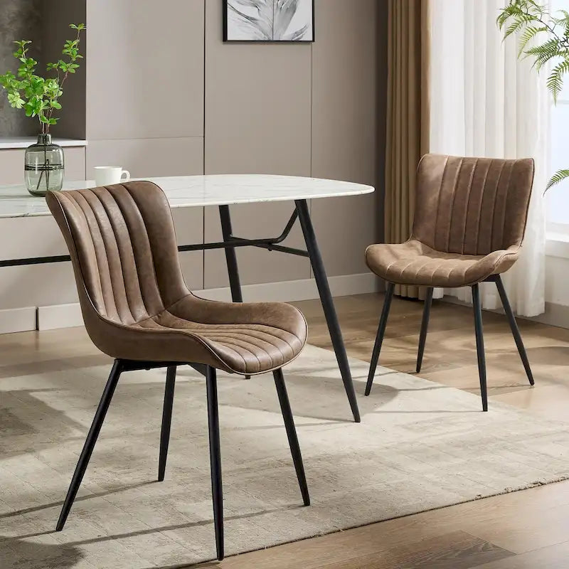 Lot de 2 chaises de salle à manger, chaises d'appoint sans accoudoirs en similicuir avec pieds en métal