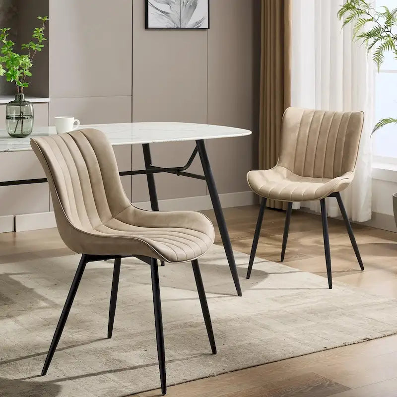 Lot de 2 chaises de salle à manger, chaises d'appoint sans accoudoirs en similicuir avec pieds en métal