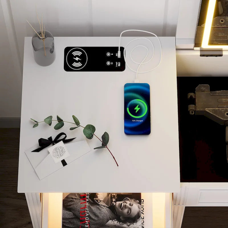 Coiffeuse avec éclairage LED et rangement dissimulé