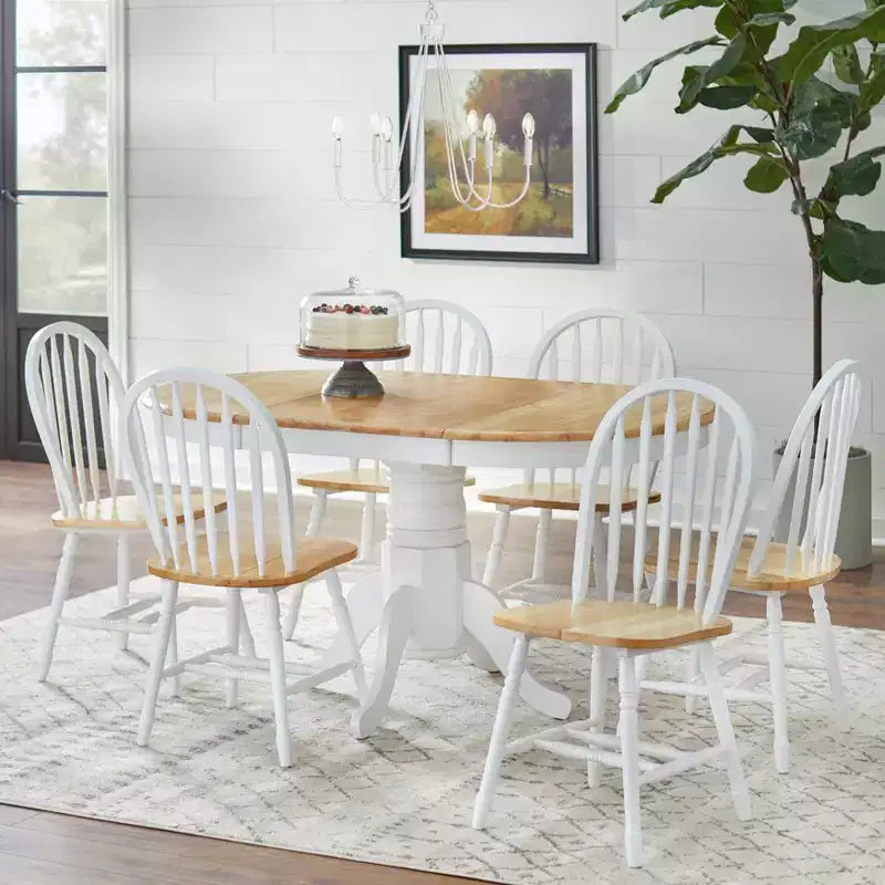 Buylateral 7pc Lancaster Farmhouse Solid Wood Extendable Dining Table Set