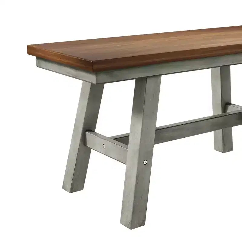 Farmhouse 6-Piece Wood Dining Table Set with Long Bench and 4 Dining Chairs-ModernLuxe