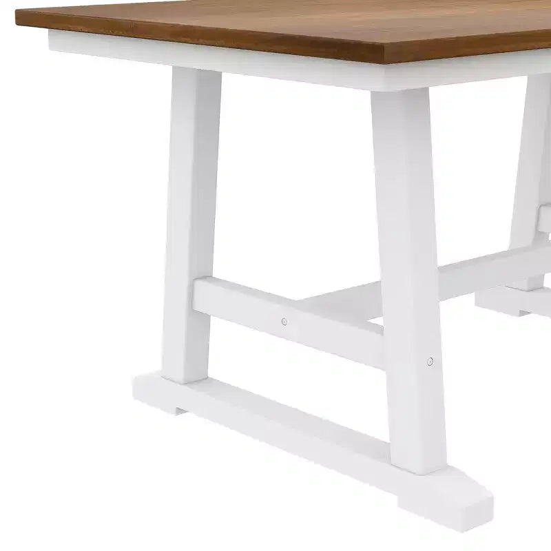 Farmhouse 6-Piece Wood Dining Table Set with Long Bench and 4 Dining Chairs-ModernLuxe