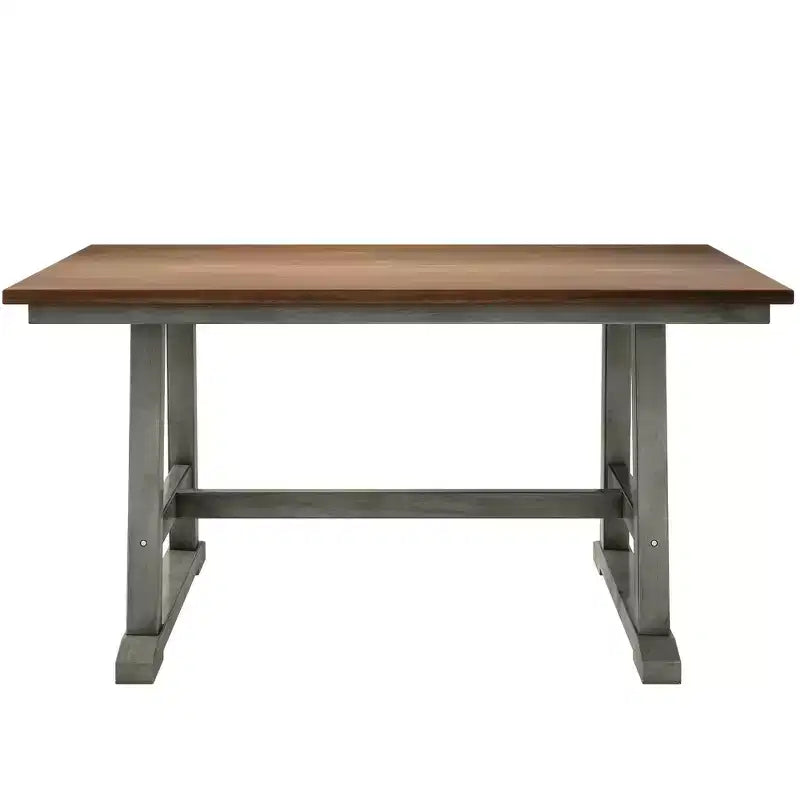 Farmhouse 6-Piece Wood Dining Table Set with Long Bench and 4 Dining Chairs-ModernLuxe