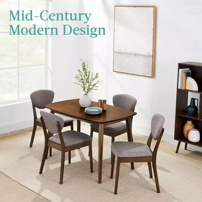 Best Choice Products 5-Piece Compact Wooden Mid-Century Modern Dining Set w/ 4 Chairs, Padded Seat & Back