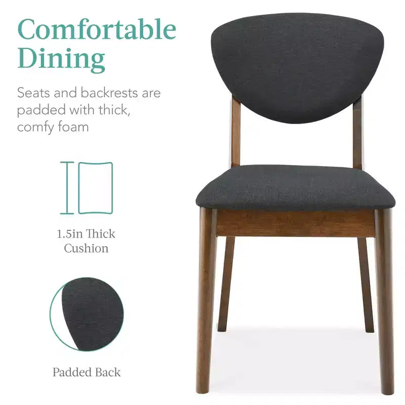 Best Choice Products 5-Piece Compact Wooden Mid-Century Modern Dining Set w/ 4 Chairs, Padded Seat & Back