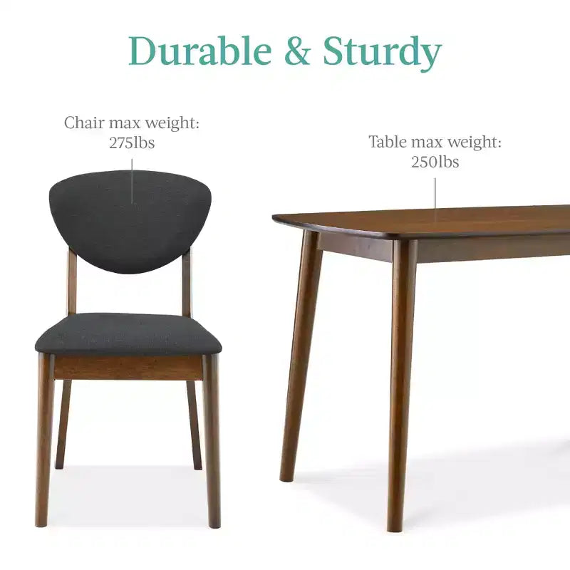 Best Choice Products 5-Piece Compact Wooden Mid-Century Modern Dining Set w/ 4 Chairs, Padded Seat & Back