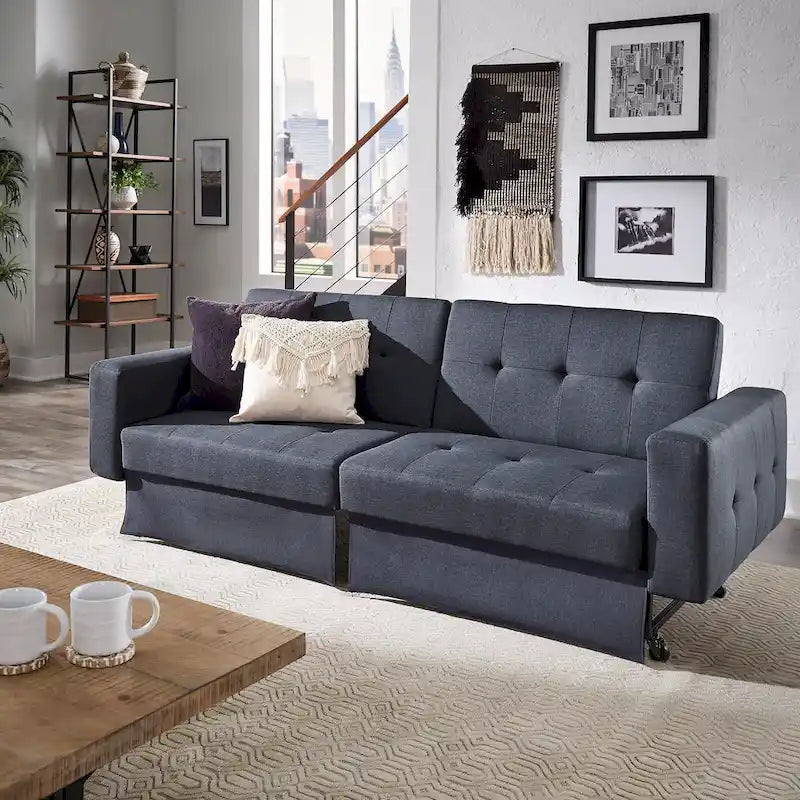 Futon convertible en tissu capitonné, 8 po, pleine grandeur