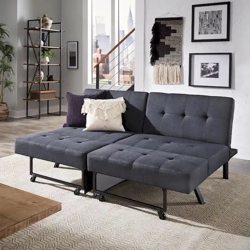 Futon convertible en tissu capitonné, 8 po, pleine grandeur