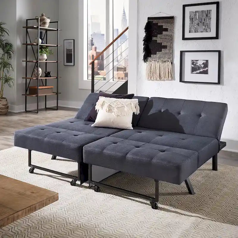 Futon convertible en tissu capitonné, 8 po, pleine grandeur