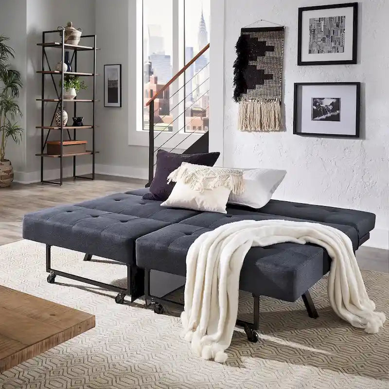 Futon convertible en tissu capitonné, 8 po, pleine grandeur