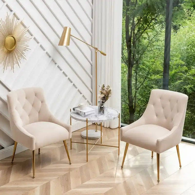 Lot de 2 chaises de salle à manger modernes, chaises d'appoint rembourrées sans accoudoirs avec dossier capitonné et poignée.