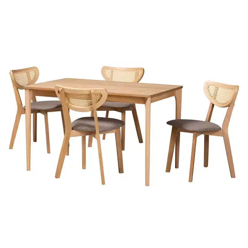 Baxton Studio Dannell Mid-Century Modern Wood 5-Piece Dining Set