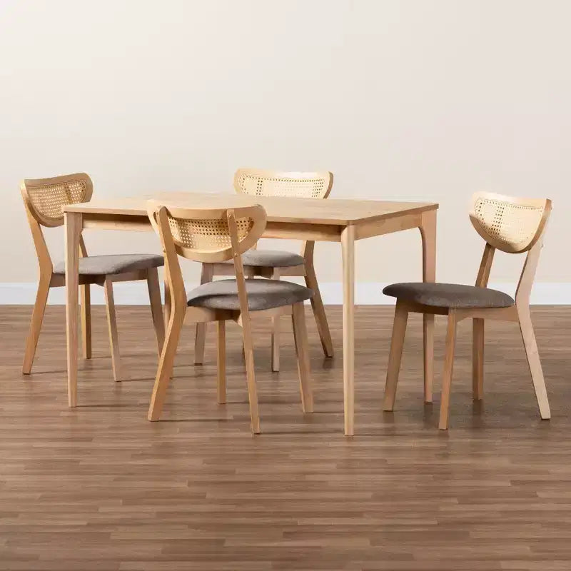 Baxton Studio Dannell Mid-Century Modern Wood 5-Piece Dining Set