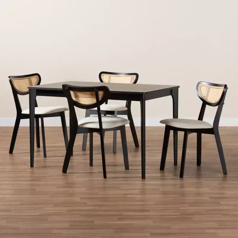 Baxton Studio Dannell Mid-Century Modern Wood 5-Piece Dining Set