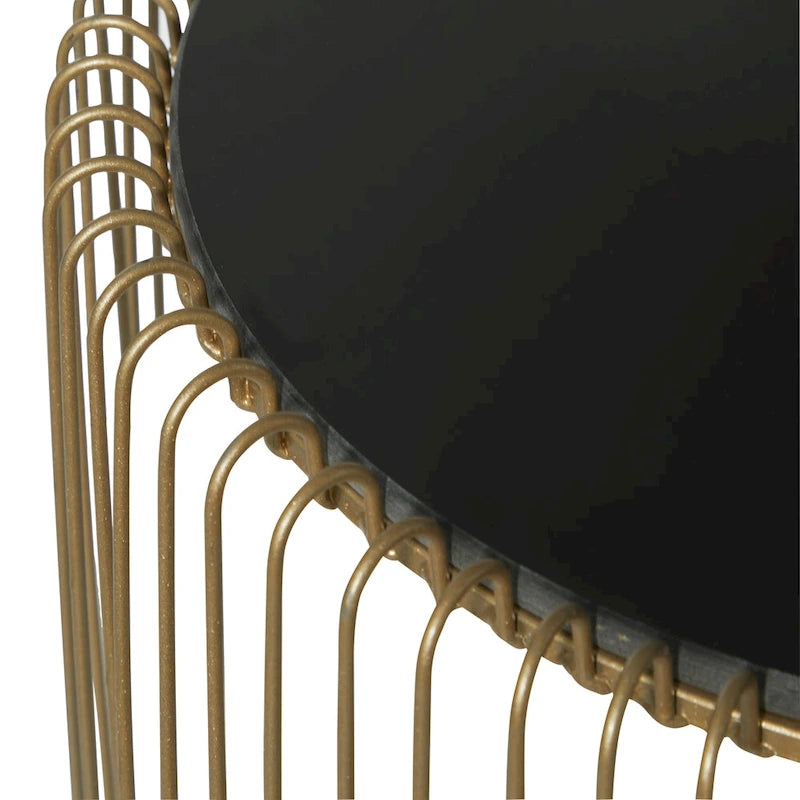 Tables d'appoint en métal avec plateau en verre teinté – Lot de 2 dorées – 46x46x46 cm