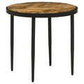 Table d'appoint ronde plateau en bois manguier naturel et noir