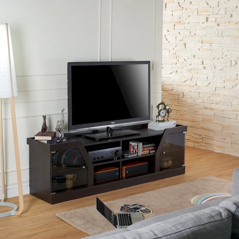 Meuble TV Modern Espresso de 71 po de large