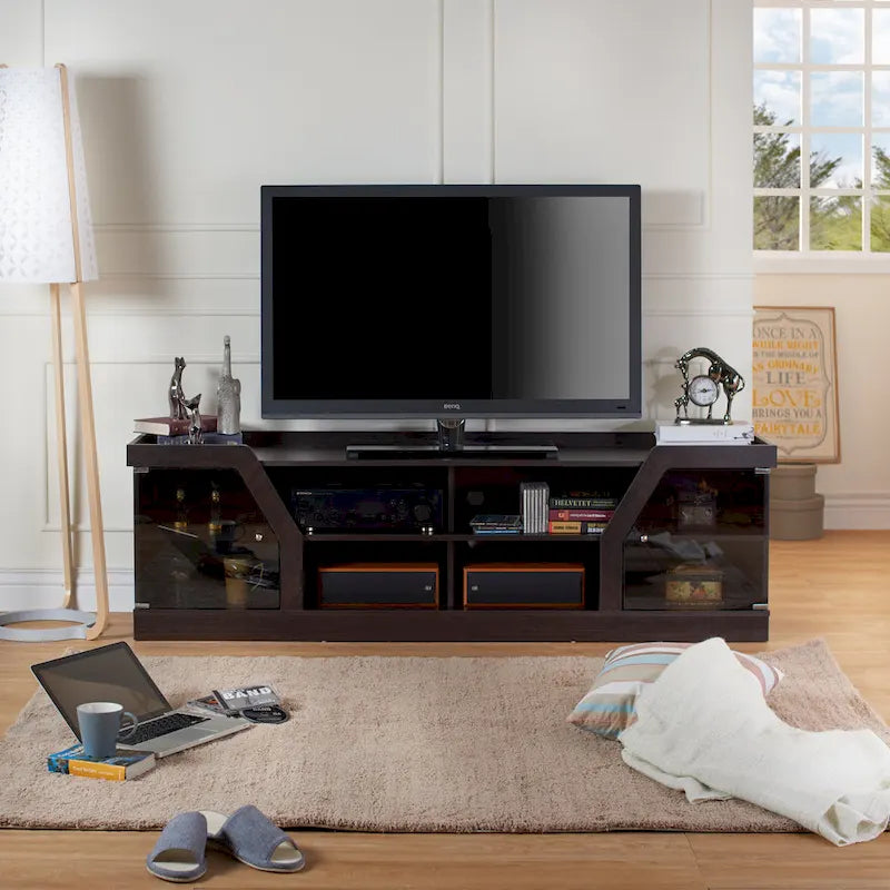Meuble TV Modern Espresso de 71 po de large