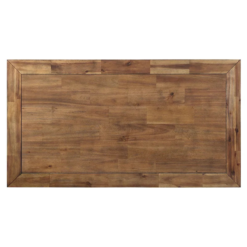 Table basse industrielle en bois et métal avec roulettes