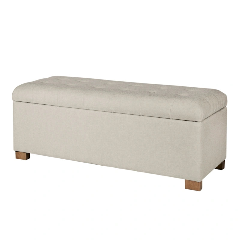 Banc de rangement capitonné beige