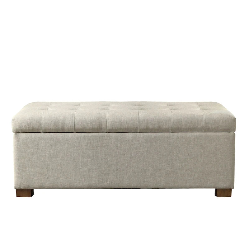 Banc de rangement capitonné beige