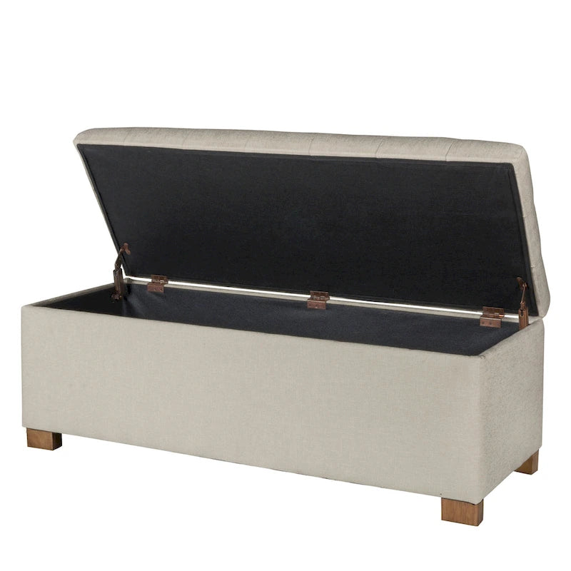 Banc de rangement capitonné beige
