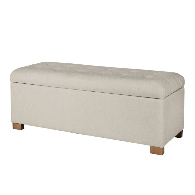 Banc de rangement capitonné beige