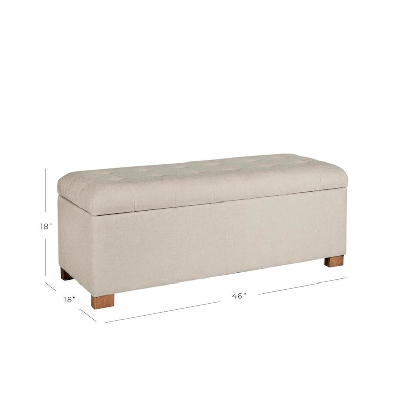Banc de rangement capitonné beige