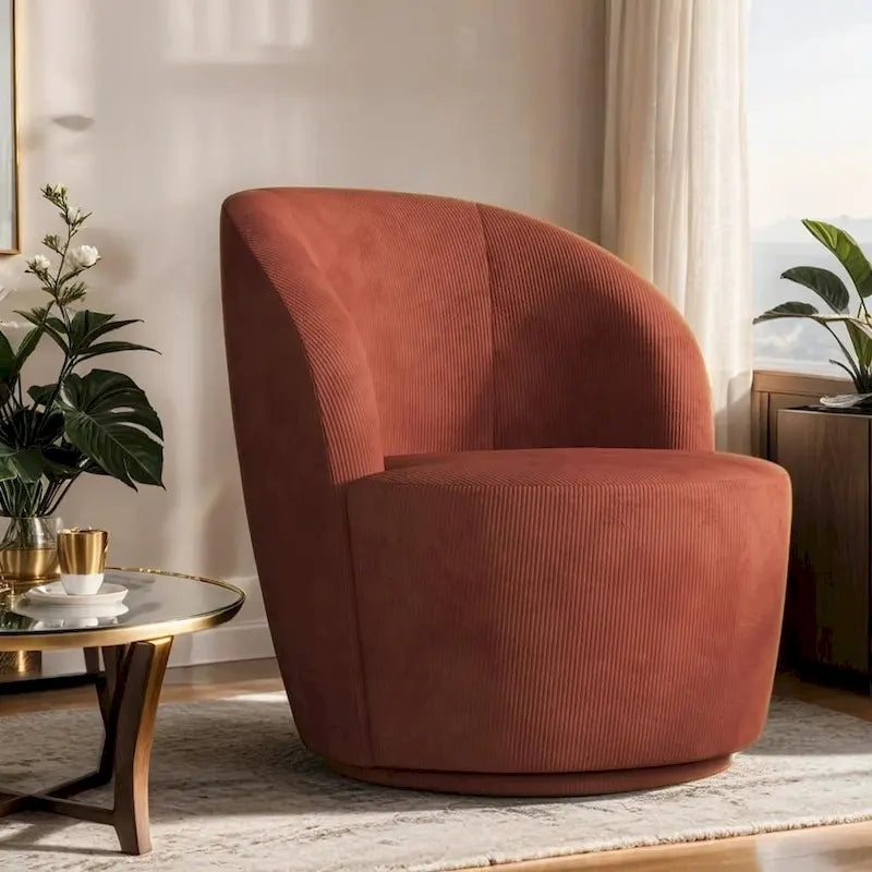 Fauteuil d'appoint confortable pivotant rond pour le salon