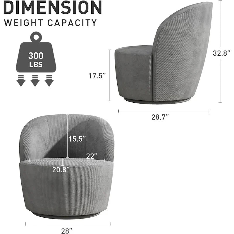 Fauteuil d'appoint confortable pivotant rond pour le salon