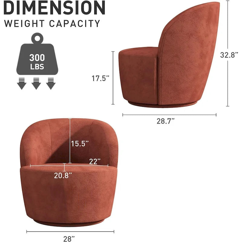 Fauteuil d'appoint confortable pivotant rond pour le salon