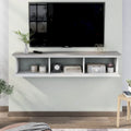 Meuble TV mural flottant blanc transitionnel à 3 étagères de 160 cm