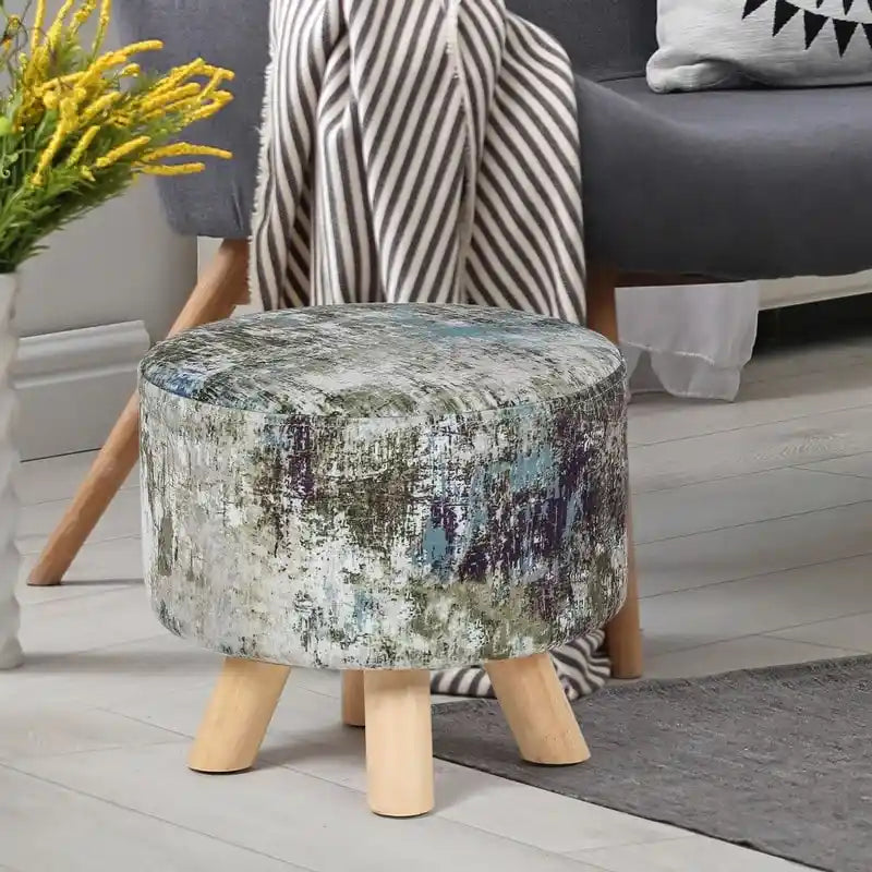 Pouf rembourré moderne rond en tissu