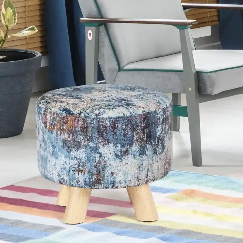 Pouf rembourré moderne rond en tissu