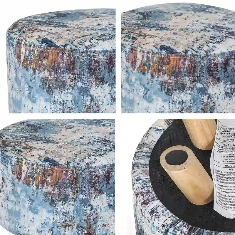 Pouf rembourré moderne rond en tissu