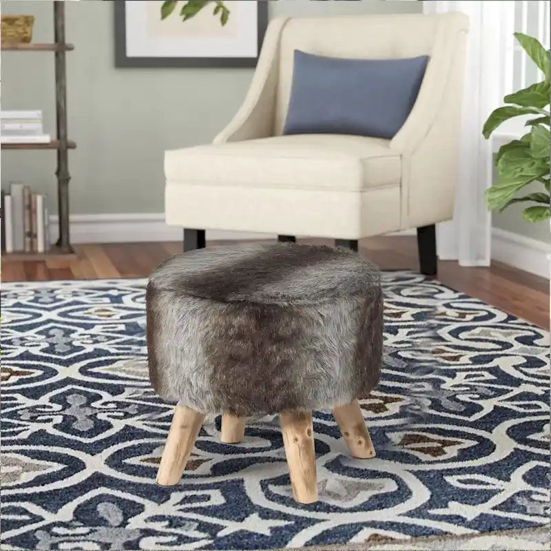 Pouf rembourré moderne rond en tissu