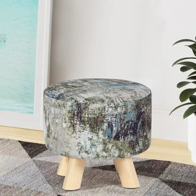 Pouf rembourré moderne rond en tissu