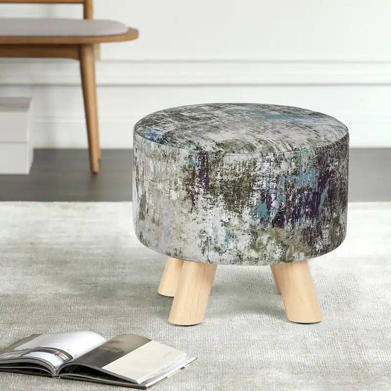 Pouf rembourré moderne rond en tissu