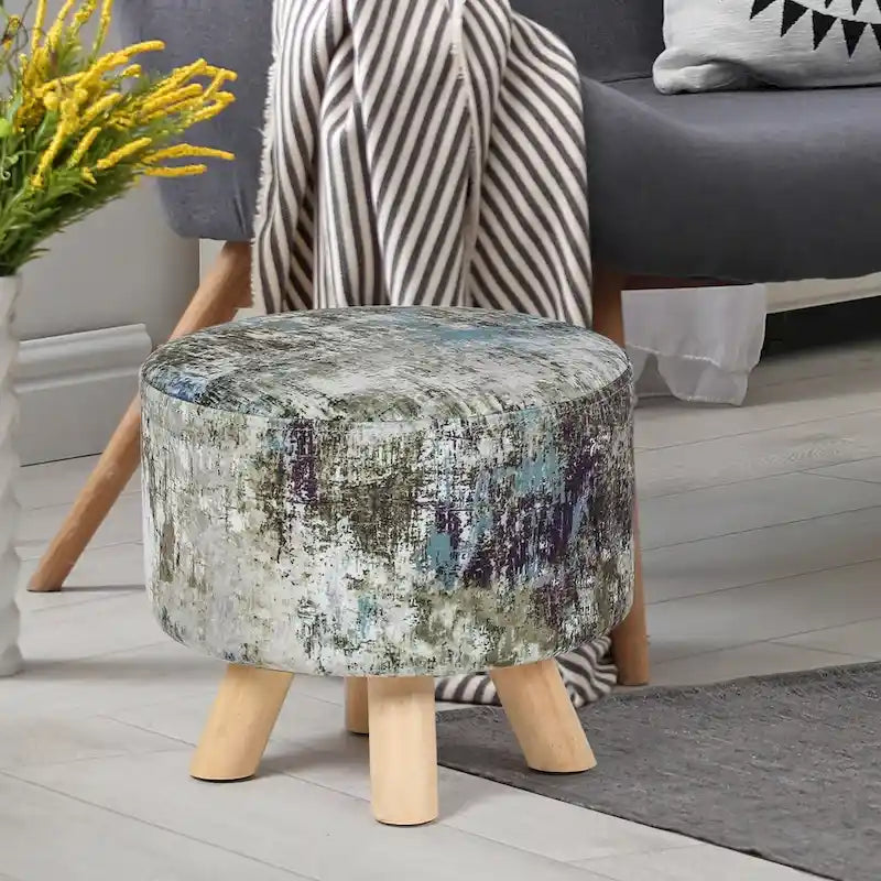 Pouf rembourré moderne rond en tissu