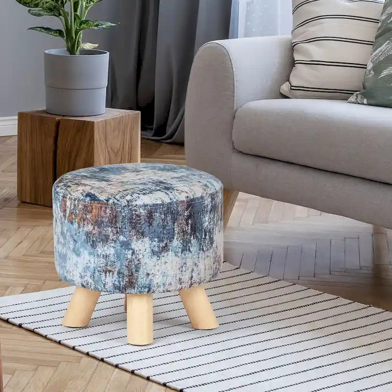 Pouf rembourré moderne rond en tissu